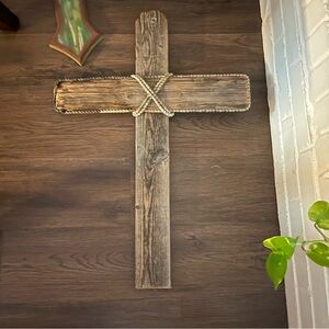 Rustic Wooden Cross with Rope Detail